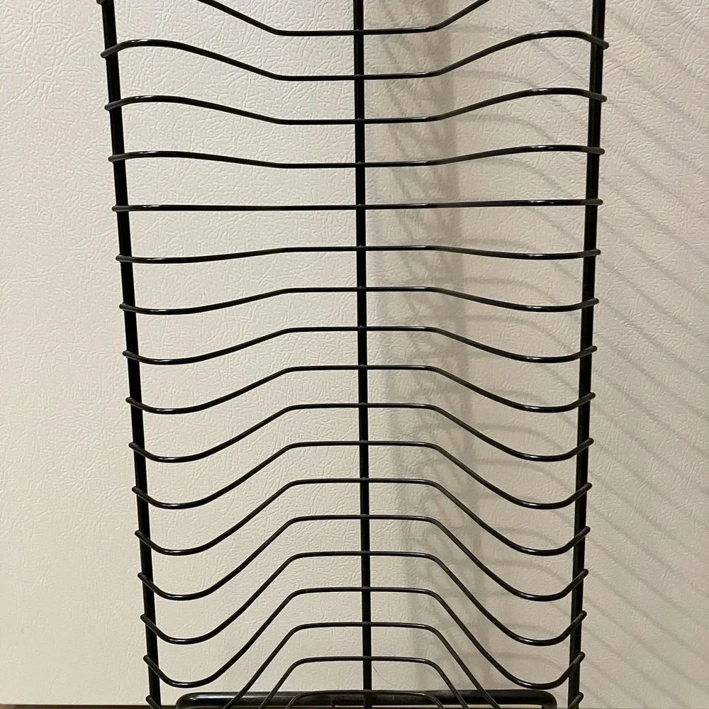 Vintage Black Metal Wire DVD Storage Rack Tower Free Standing 40 Capacity